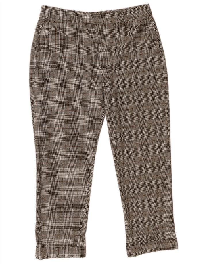 Zara Womens Slim Cropped Trousers EU 40 Medium W30 L25 Grey Houndstooth