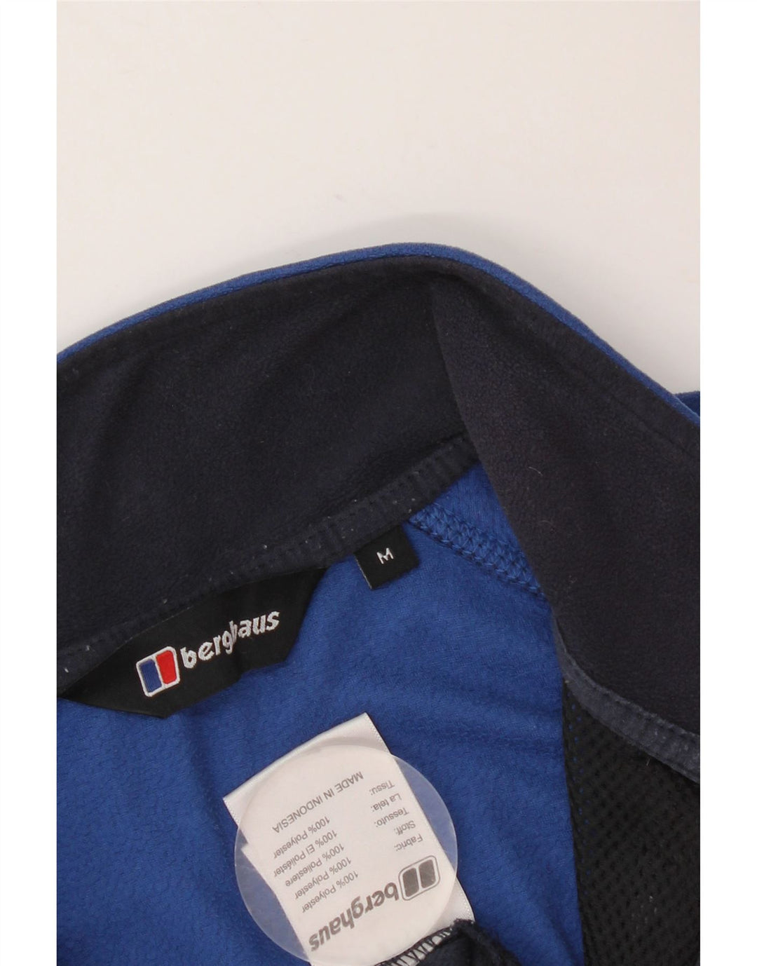 BERGHAUS Mens Zip Neck Fleece Jumper Medium Blue Colourblock Polyester
