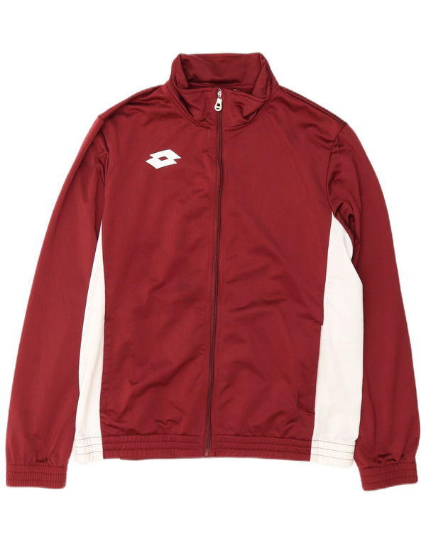 Lotto Mens Tracksuit Top Jacket Medium Burgundy Colourblock Polyester