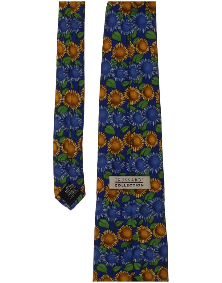Trussardi Mens Graphic Tie One Size Blue Floral Silk