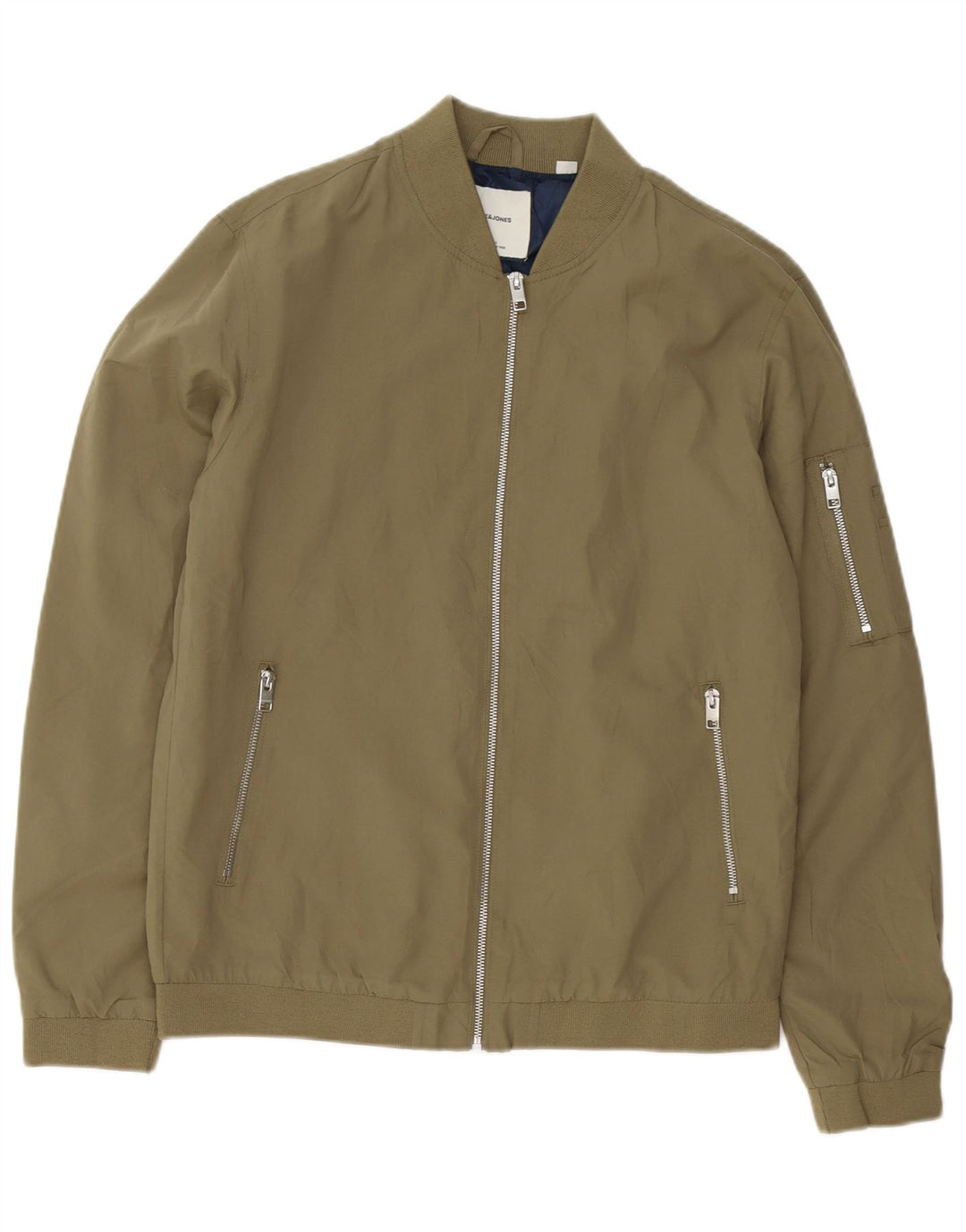 Jack & Jones Mens Bomber Jacket UK 40 Large Khaki Polyester