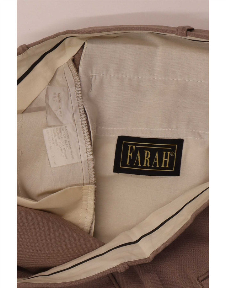 Farah Mens Pegged Suit Trousers W36 L28 Brown Polyester