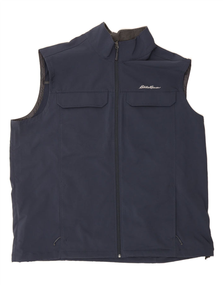 EDDIE BAUER Mens Utility Gilet UK 44 2XL Navy Blue Polyester Vintage Eddie Bauer and Second-Hand Eddie Bauer from Messina Hembry 
