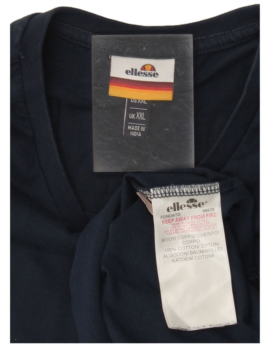 ELLESSE Mens Graphic T-Shirt Top 2XL Navy Blue Cotton