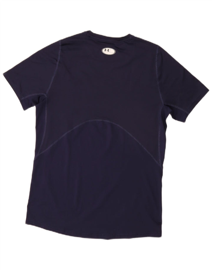 UNDER ARMOUR Mens Heat Gear T-Shirt Top Medium Navy Blue Synthetic