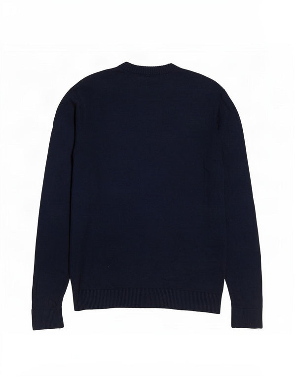 Hollister Mens V-Neck Jumper Sweater Large Navy Blue Cotton