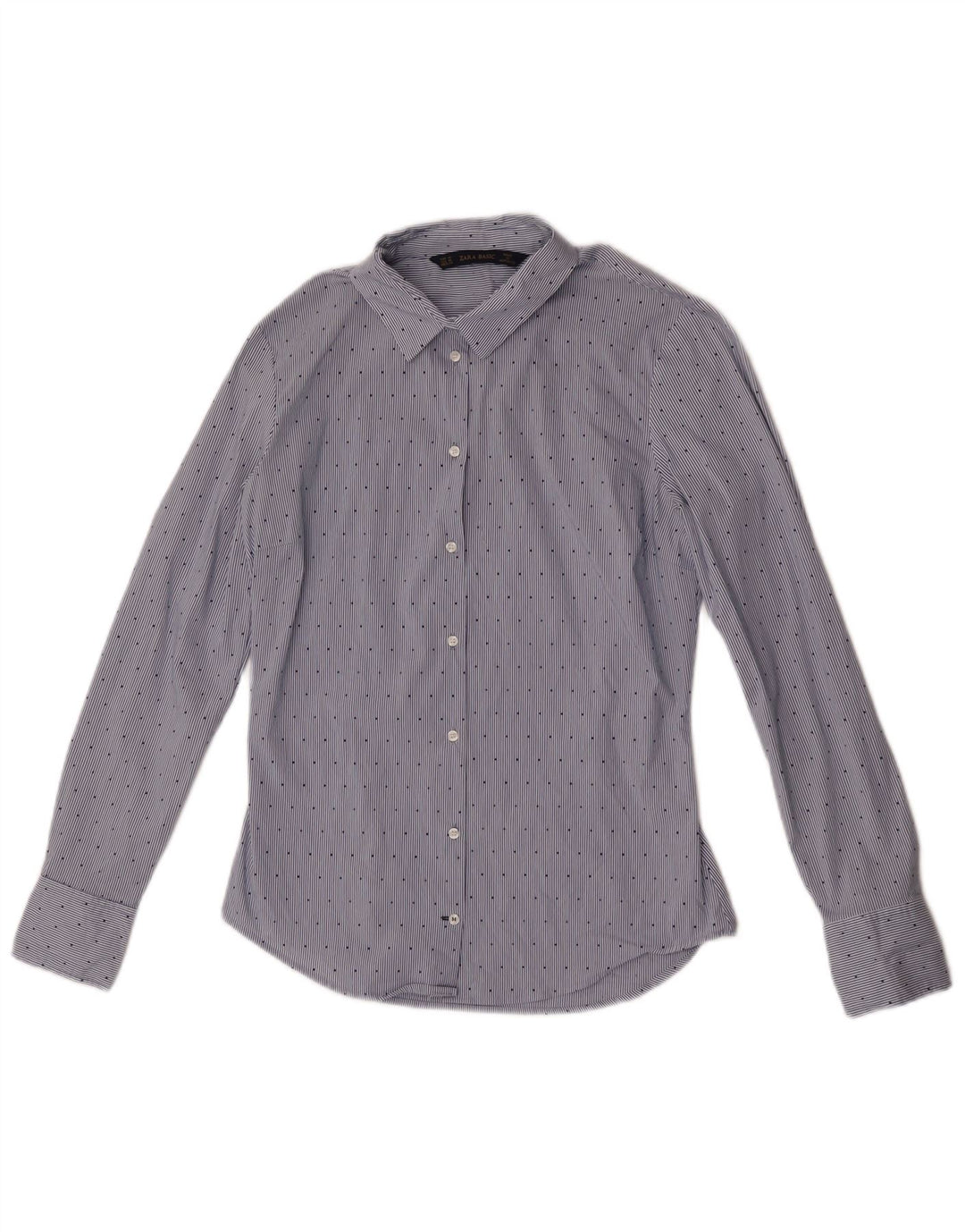 Zara Womens Shirt UK 12 Medium Blue Pinstripe