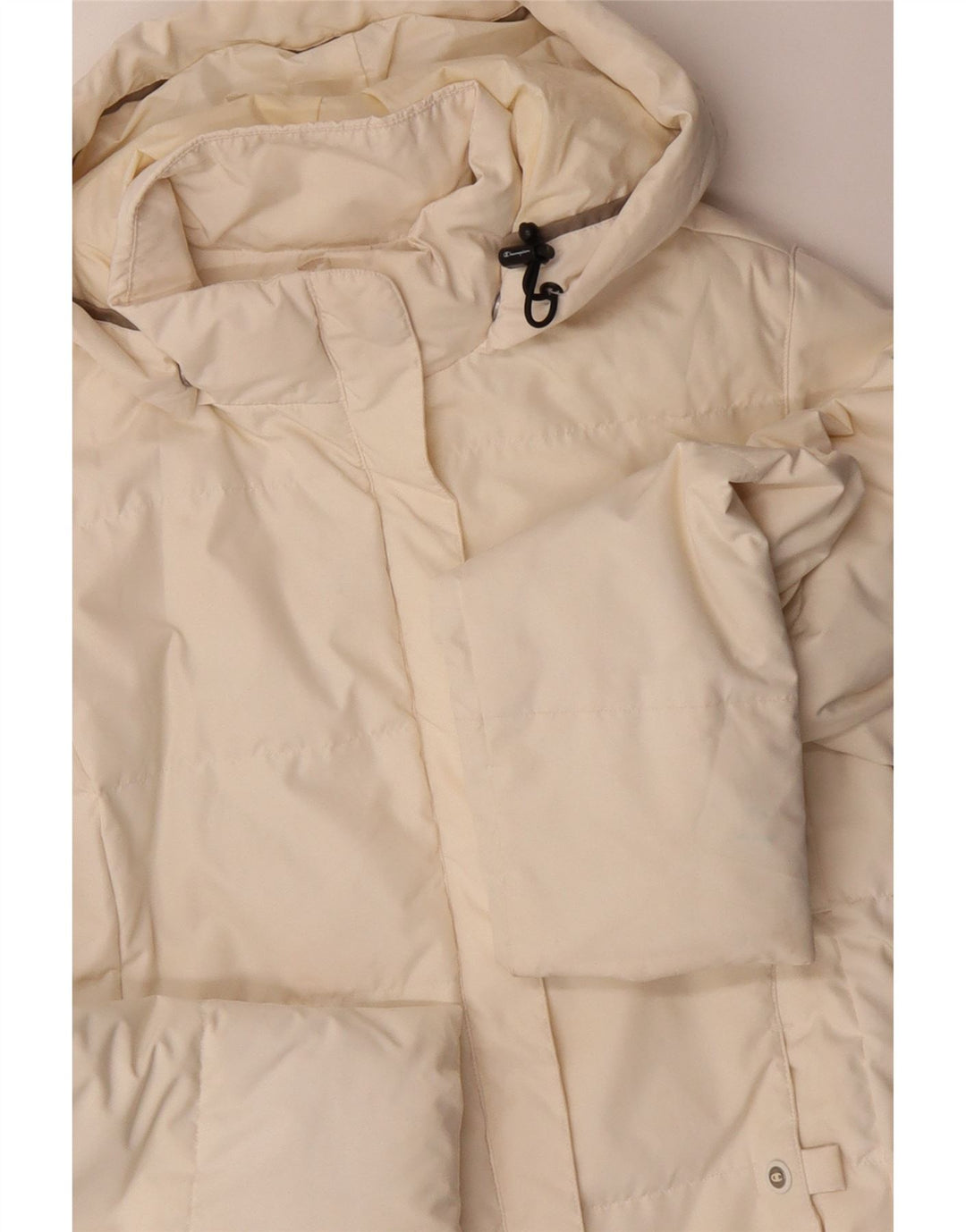 CHAMPION Womens Hooded Padded Jacket UK 14 Medium Off White