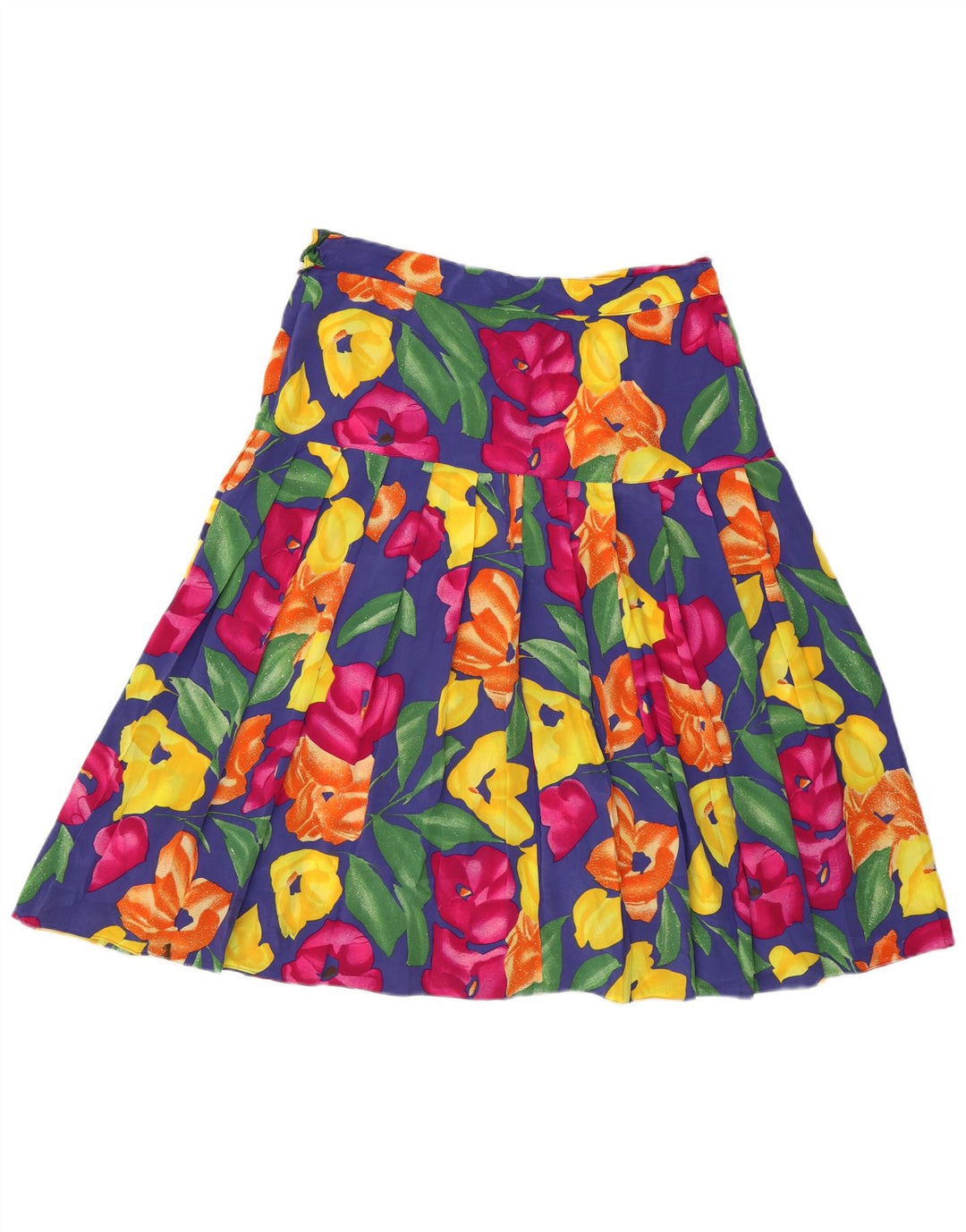 Vintage Womens Pleated Skirt W34 Large Multicoloured Floral Viscose