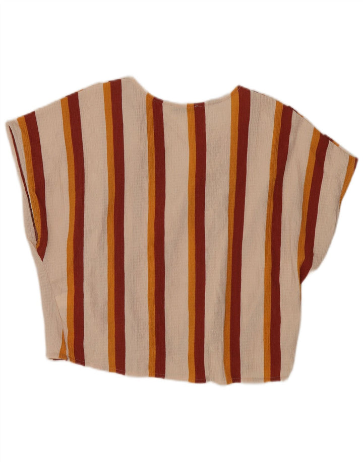 Zara Womens Trafaluc Blouse Top UK 14 Large Off White Striped Polyester