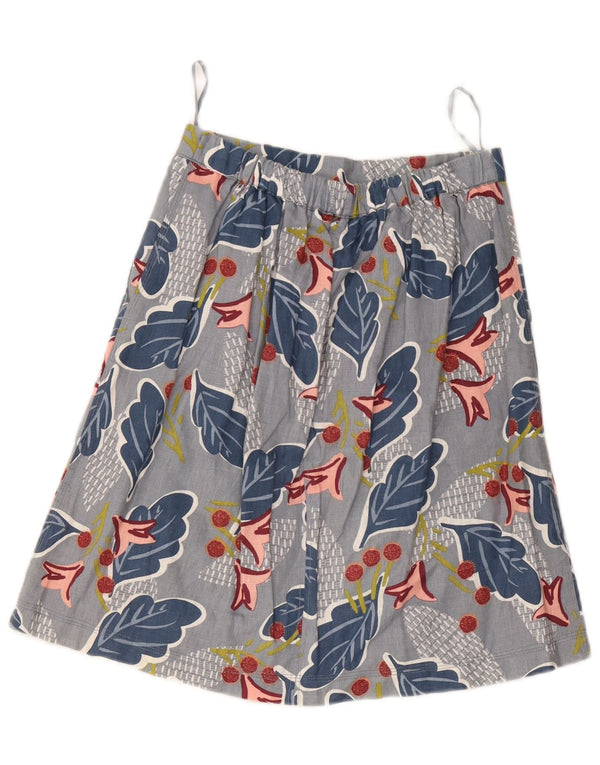 White Stuff Womens A-Line Skirt UK 8 Small W28 Grey Floral Linen