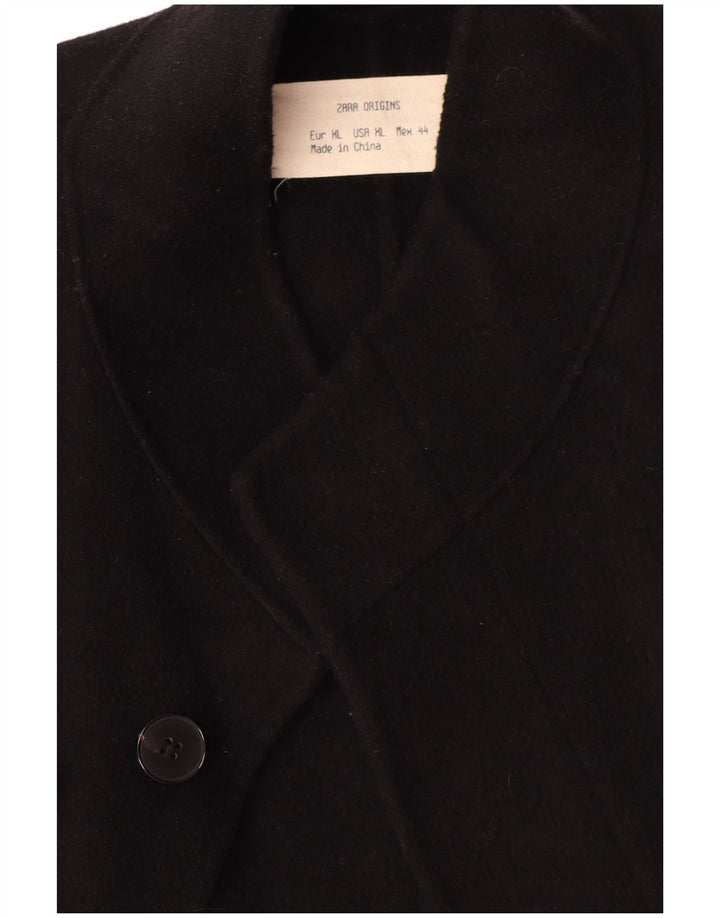 Zara Mens Overcoat UK 44 XL Black Wool
