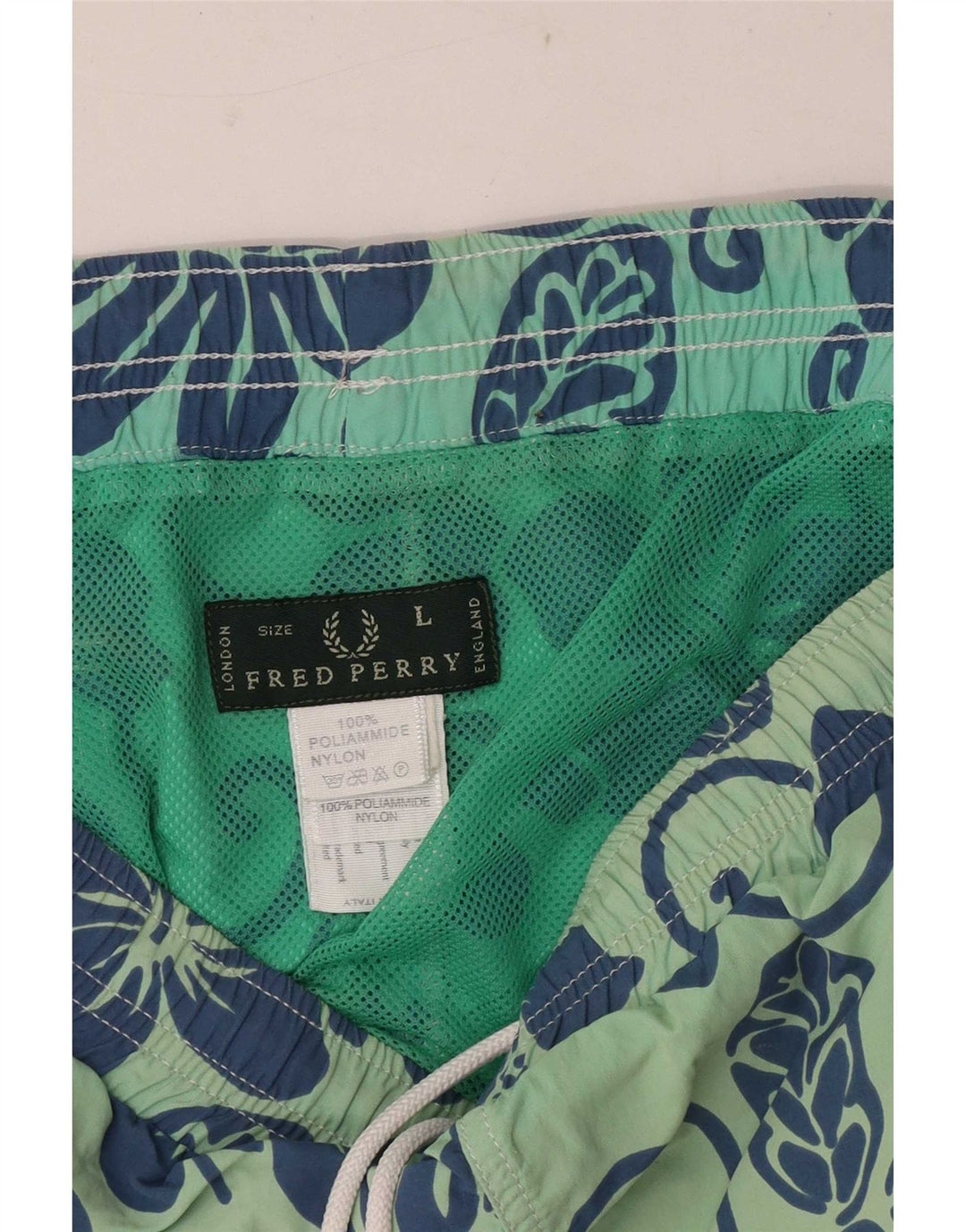 Fred Perry Mens Regular Swimming Shorts Large Green Floral Polyamide