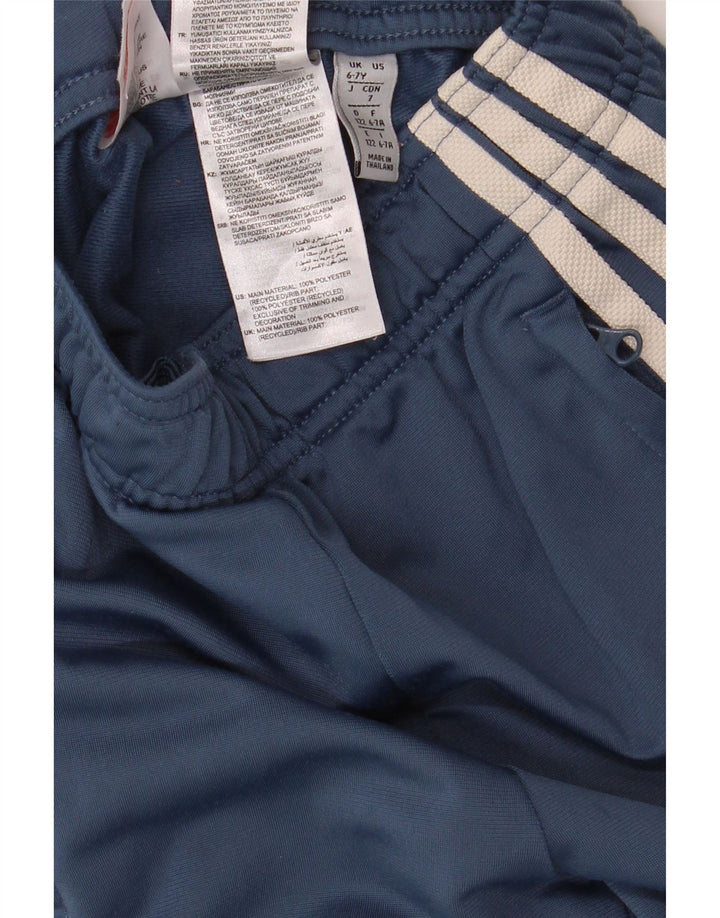 ADIDAS Boys Tracksuit Trousers Joggers 6-7 Years Blue Polyester