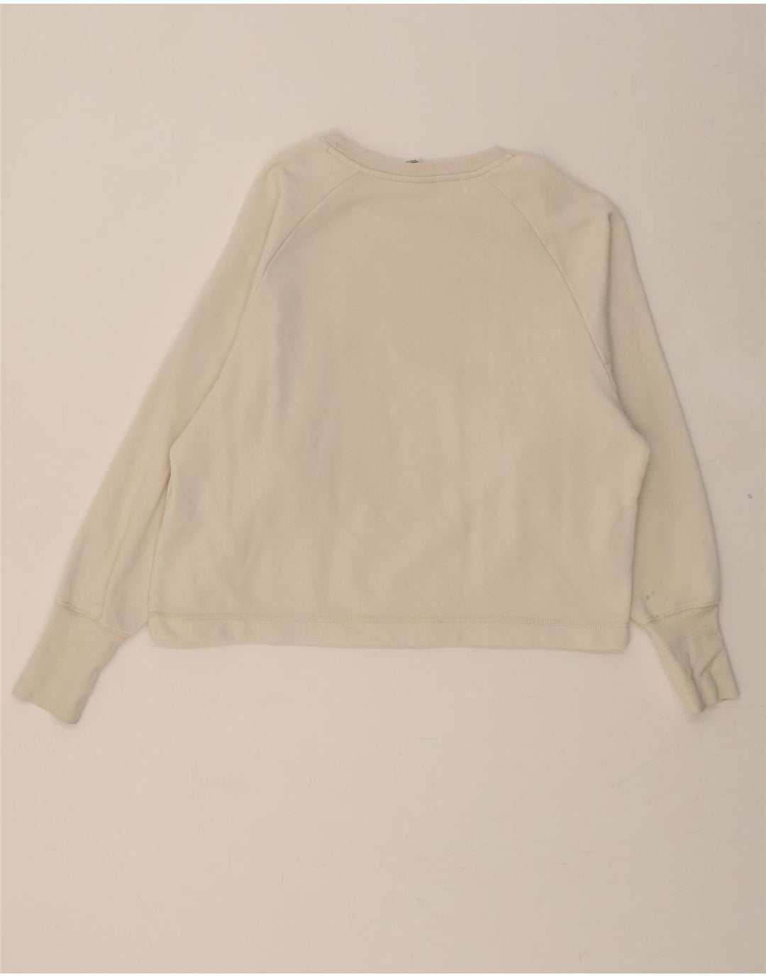 CHAMPION Womens Oversized Crop Sweatshirt Jumper UK 10 Small Off White Vintage Champion and Second-Hand Champion from Messina Hembry 