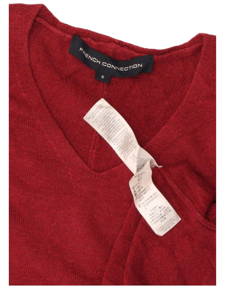 FRENCH CONNECTION Womens V-Neck Jumper Sweater UK 10 Small Burgundy