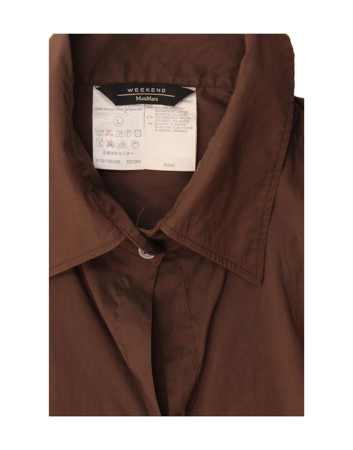 WEEKEND Womens Shirt UK 16 Large Brown Cotton