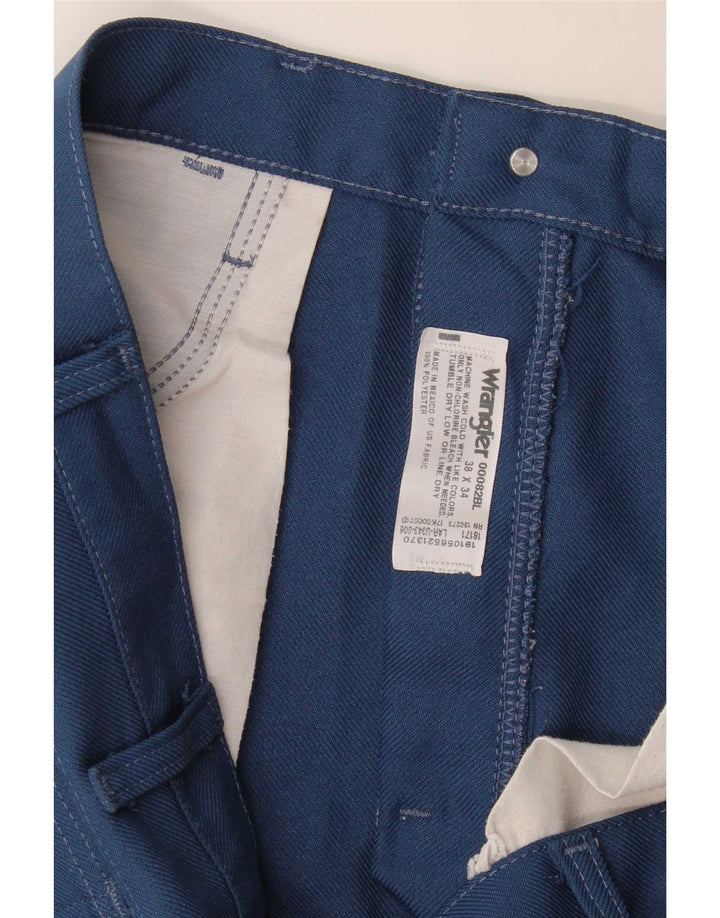 Wrangler Mens Straight Casual Trousers W38 L34 Blue Polyester