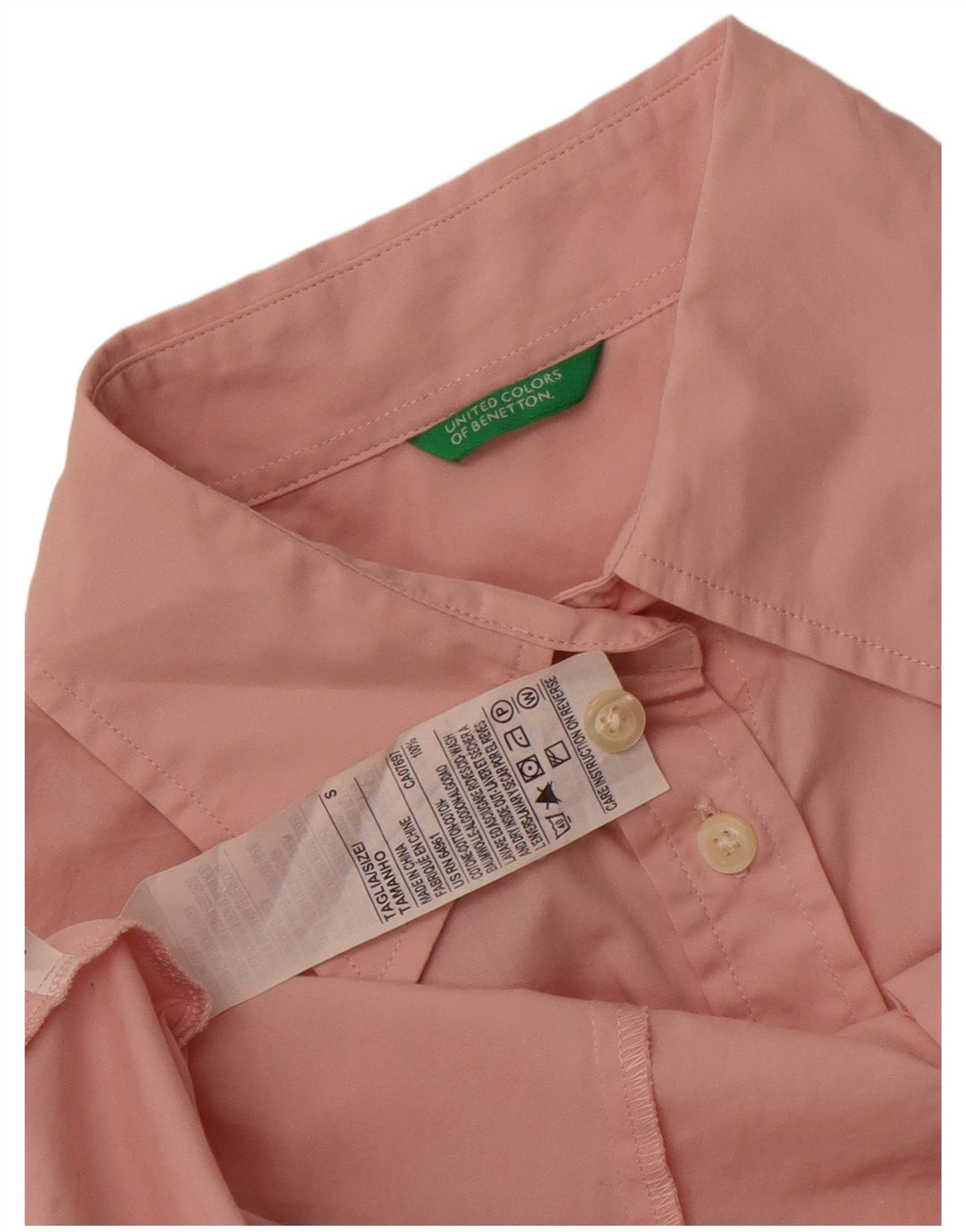 Benetton Womens Shirt UK 10 Small Pink Cotton