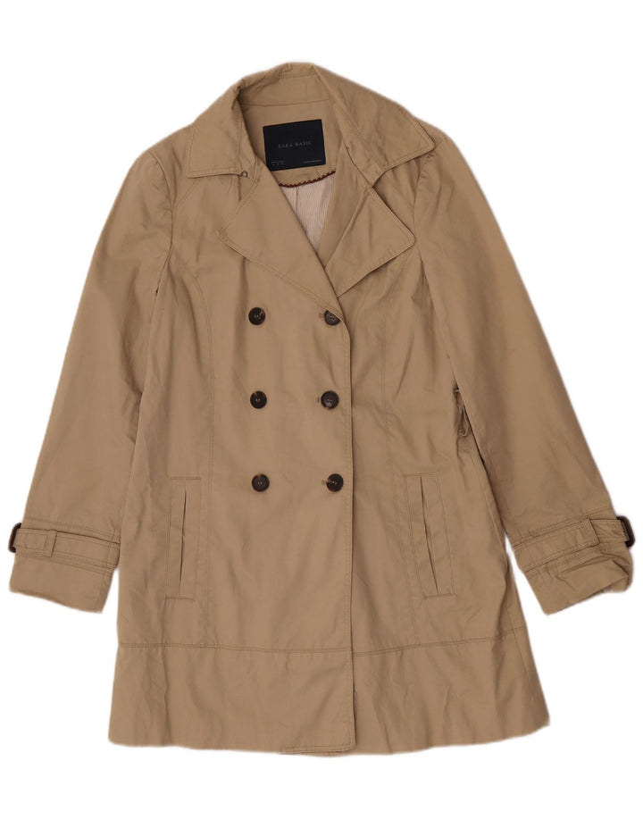 Zara Womens Trench Coat UK 14 Medium Beige Cotton