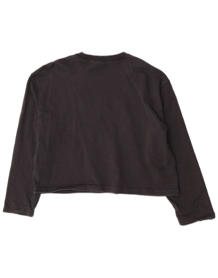 Adidas Womens Oversized Crop Graphic Top Long Sleeve UK 8 Small Black