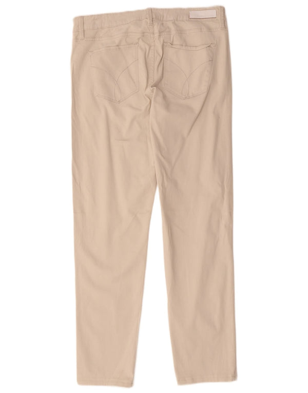 Calvin Klein Womens Straight Casual Trousers US 12 Large W32 L29 White