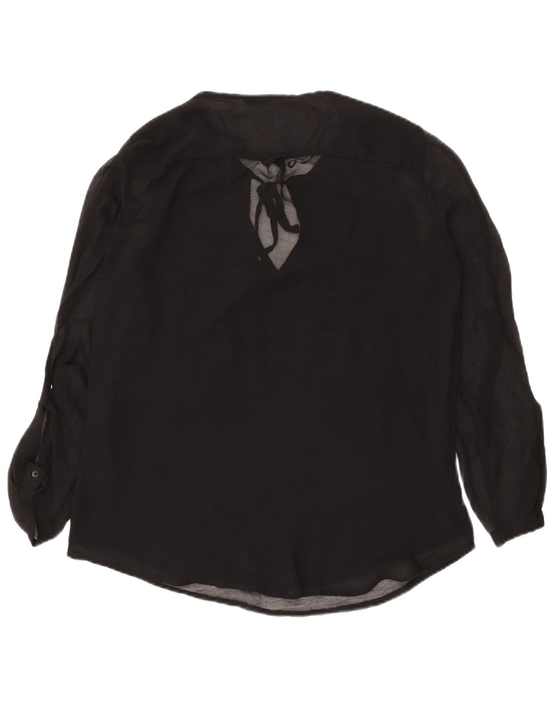 ZARA Womens See Through Long Sleeve Blouse Top UK 14 Medium Black