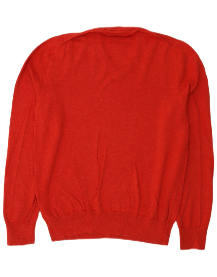 Marks & Spencer Mens V-Neck Jumper Sweater Medium Red Cotton