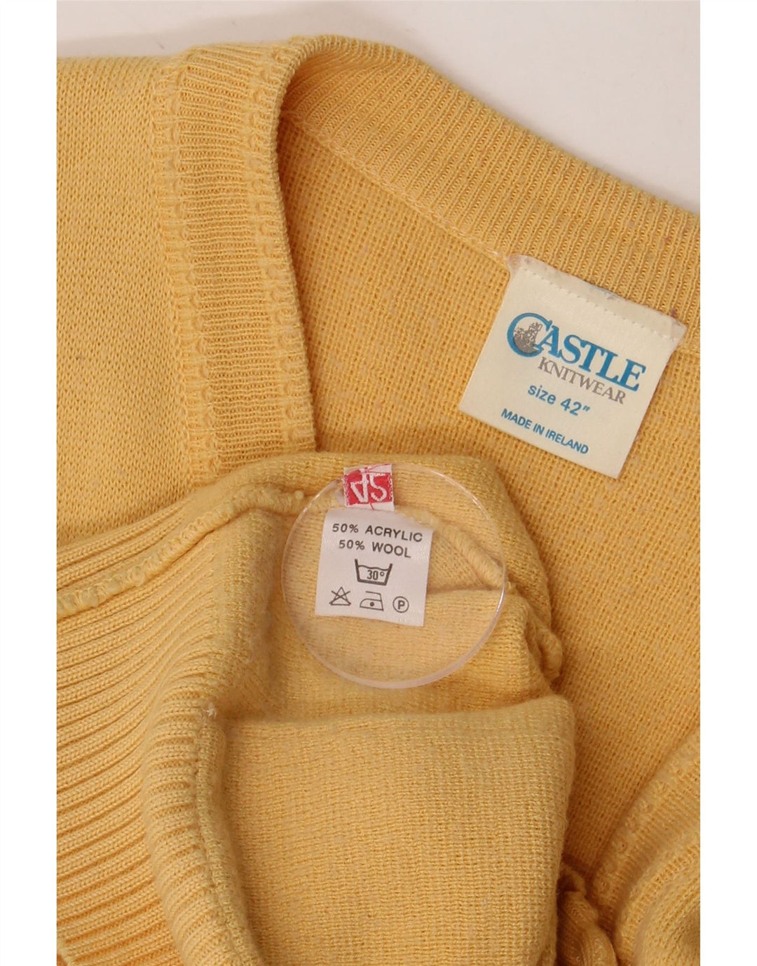 CASTLE Womens Cardigan Sweater EU 42 Large Yellow Acrylic