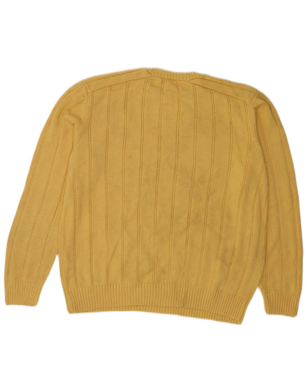 Nautica Mens Crew Neck Jumper Sweater Large Yellow Cotton