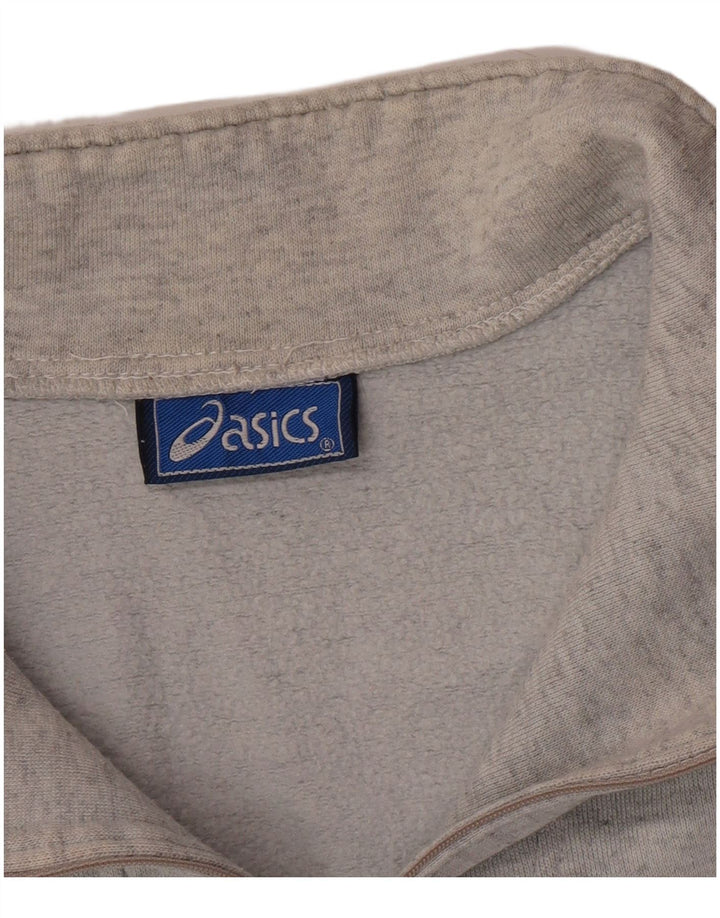 Asics Mens Graphic Zip Neck Sweatshirt Jumper Large Grey