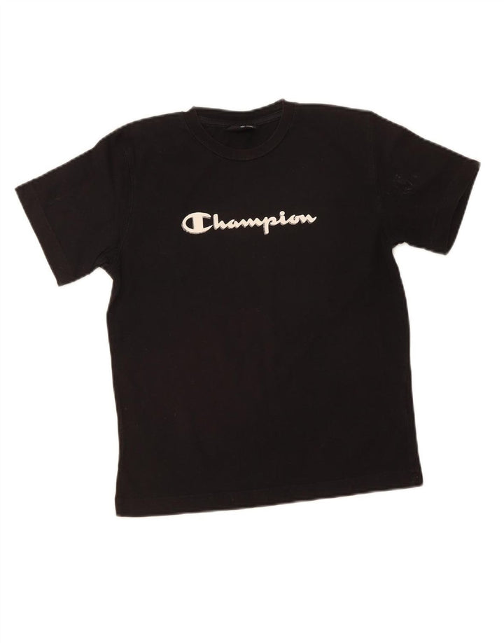 CHAMPION Boys Graphic T-Shirt Top 9-10 Years Medium Black