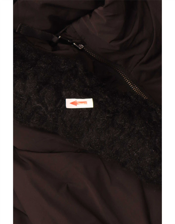 Zara Womens Hooded Padded Coat UK 10 Small Black Polyester