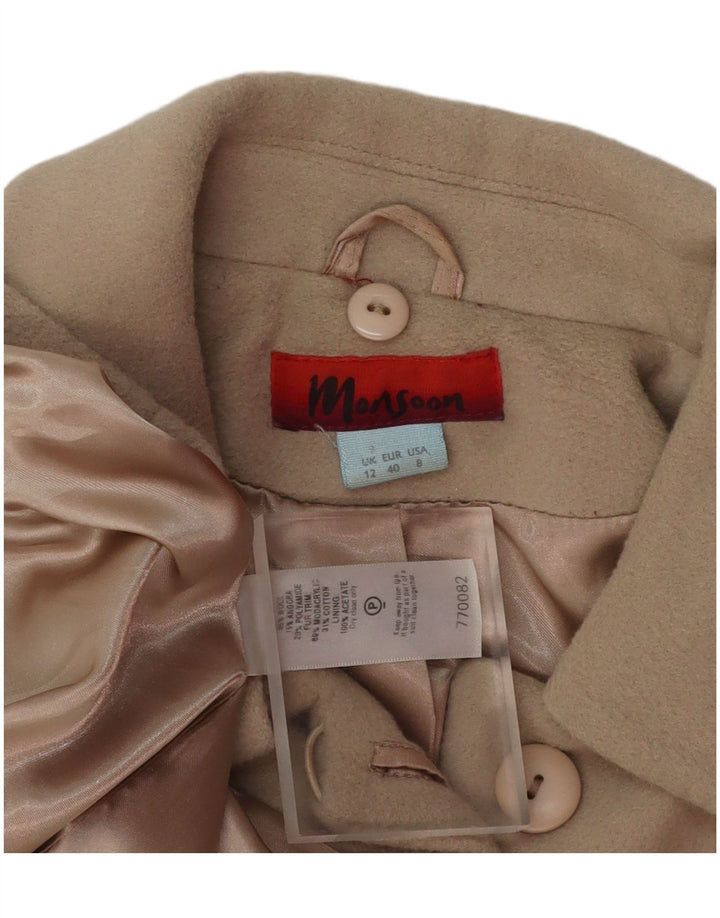 MONSOON Womens Overcoat UK 12 Medium  Beige Wool