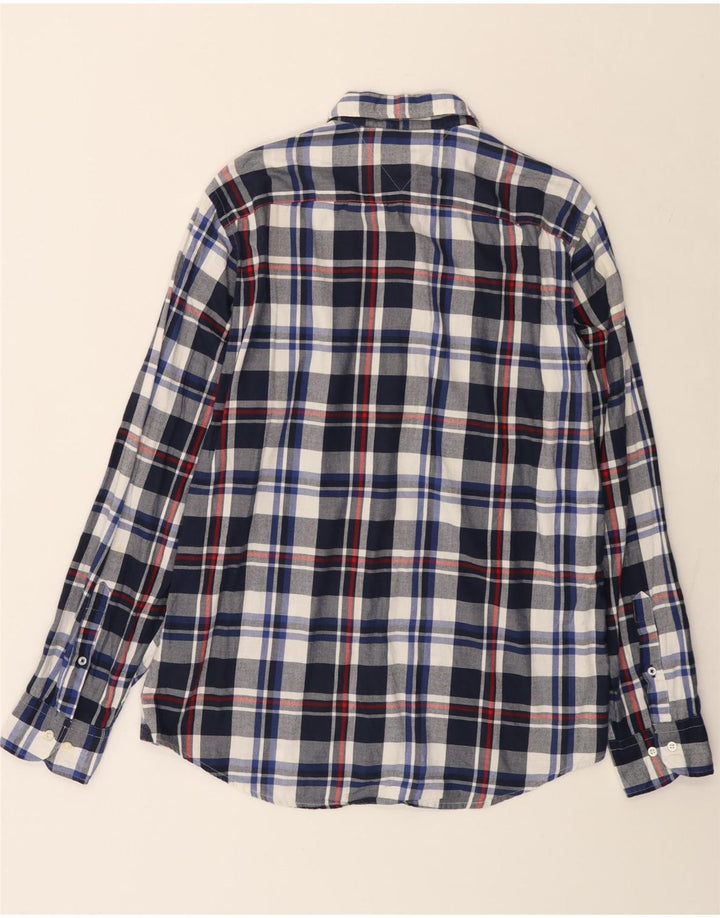 TOMMY HILFIGER Mens New York Fit Flannel Shirt Large Navy Blue Check