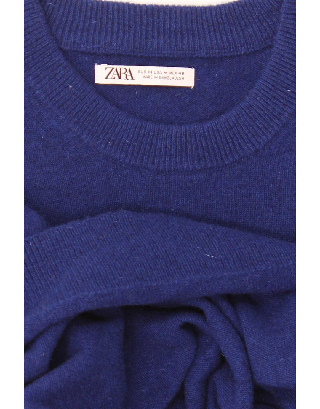 Zara Mens Crew Neck Jumper Sweater Medium Blue
