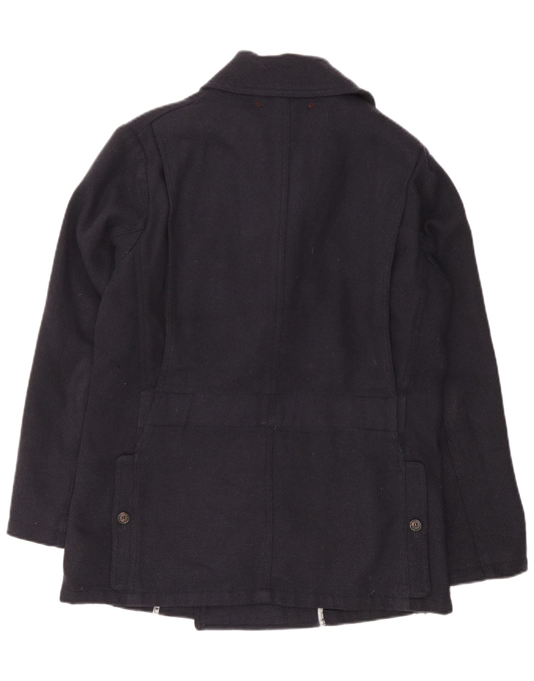 Montedoro Mens Pea Coat IT 48 Medium Navy Blue Wool