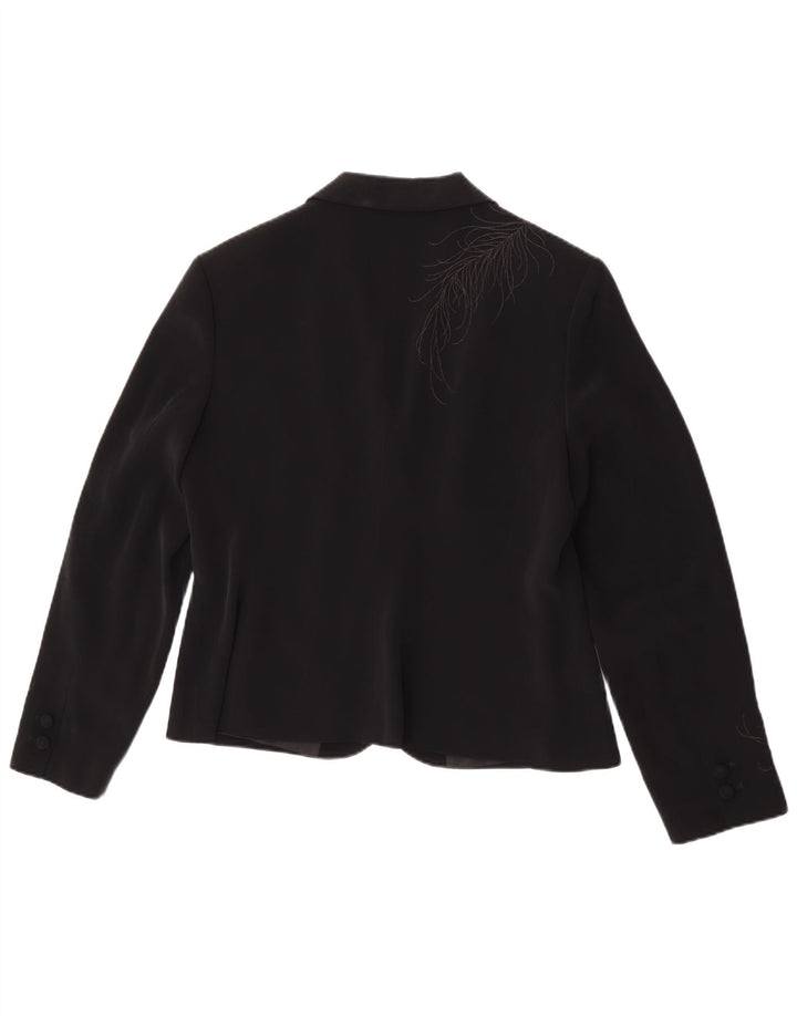 Laura Ashley Womens 1 Button Blazer Jacket UK 16 Large Black Floral