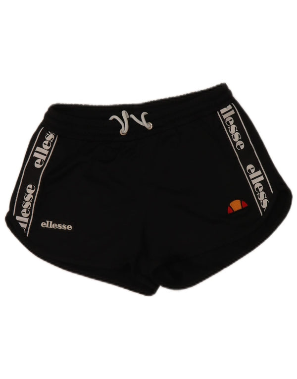 Ellesse Womens Graphic Sport Shorts UK 8 Small Black Polyester