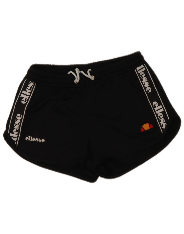 Ellesse Womens Graphic Sport Shorts UK 8 Small Black Polyester