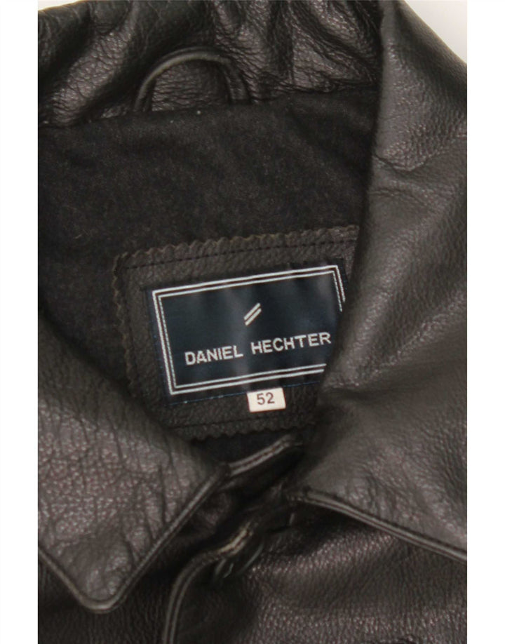 Daniel Hechter Mens Leather Jacket IT 52 XL Black