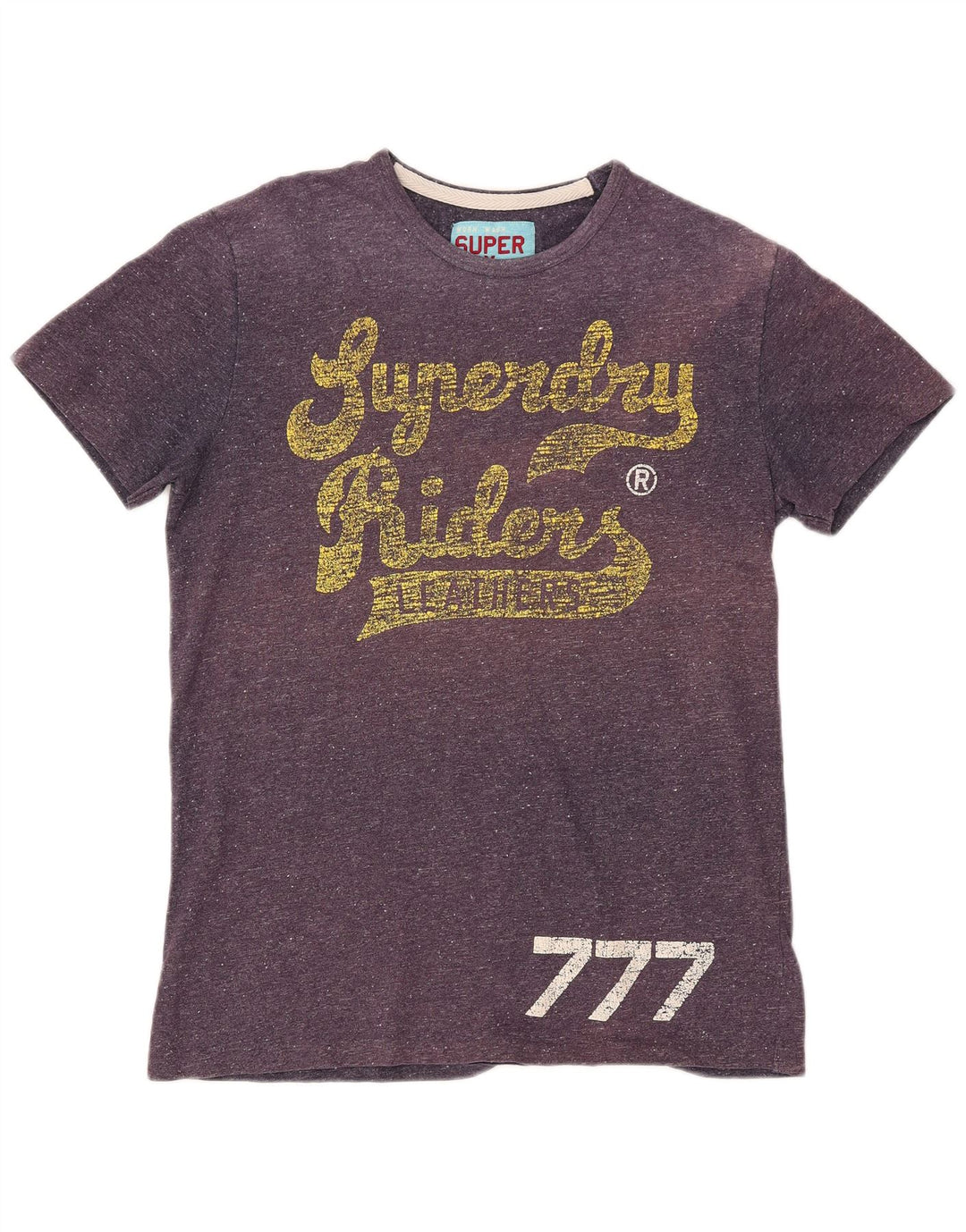 SUPERDRY Womens Riders Graphic T-Shirt Top UK 18 XL Purple Flecked Cotton