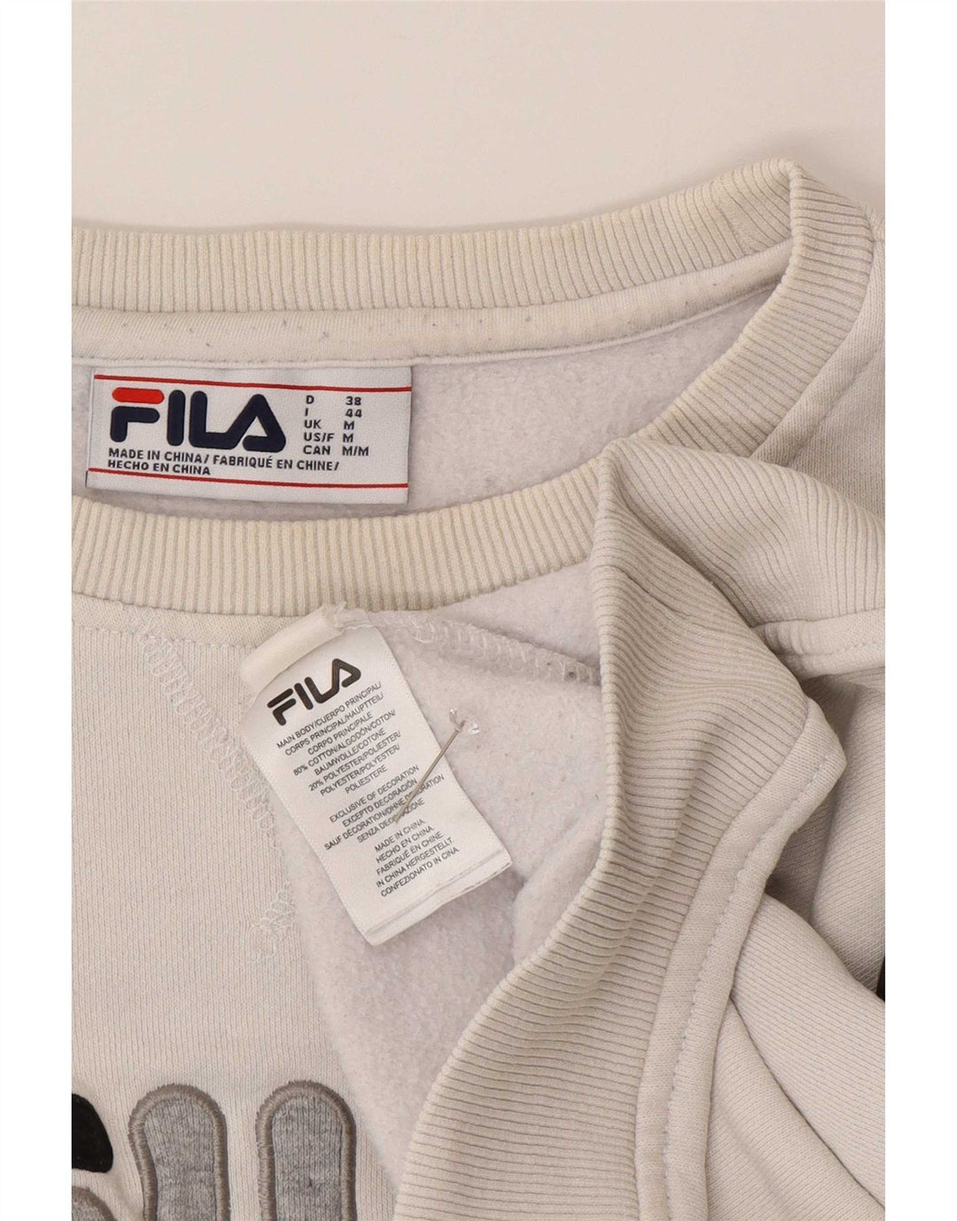 Fila Mens Graphic Sweatshirt Jumper Medium White Colourblock Cotton