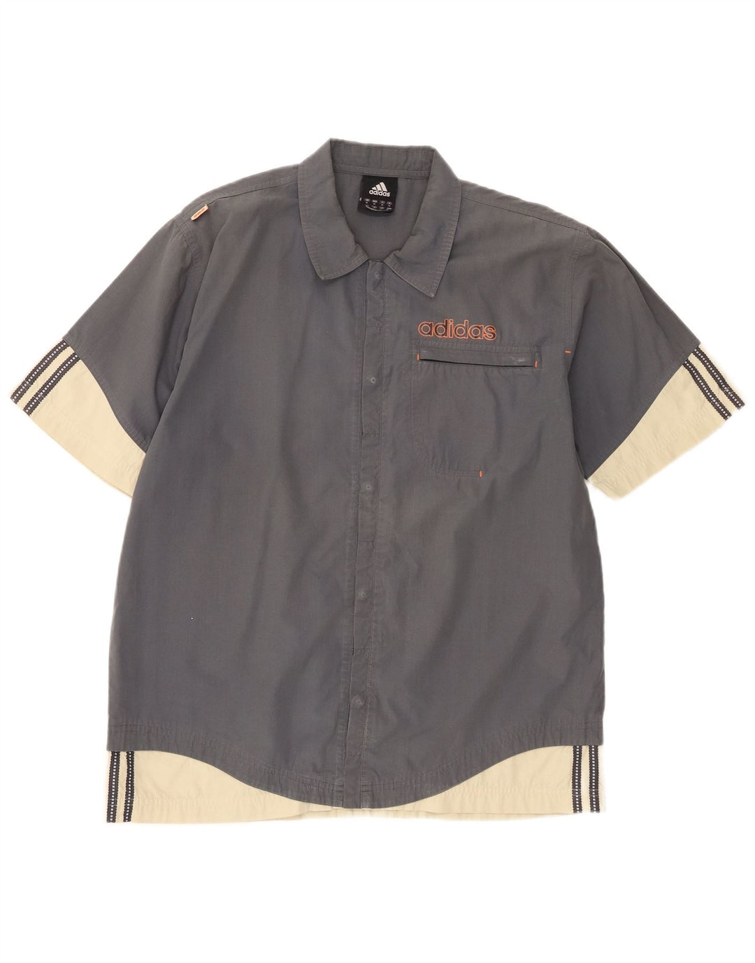 Adidas Mens Short Sleeve Shirt Medium Grey Colourblock Polyester