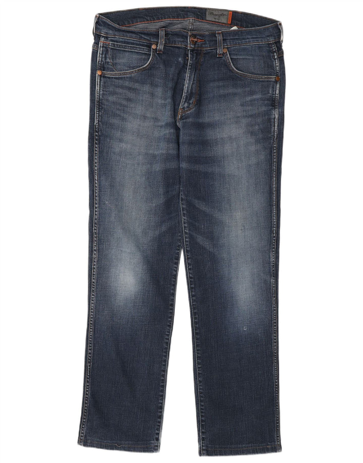 Wrangler Mens Straight Jeans W34 L30 Blue Cotton