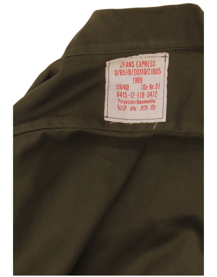 Vintage Mens Germany Military Shirt Size 39/40 Medium Khaki Polyester