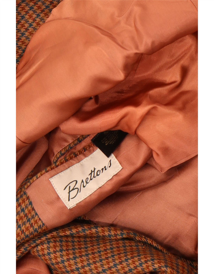 Vintage Mens 2 Button Blazer Jacket UK 38 Medium Brown Houndstooth Wool