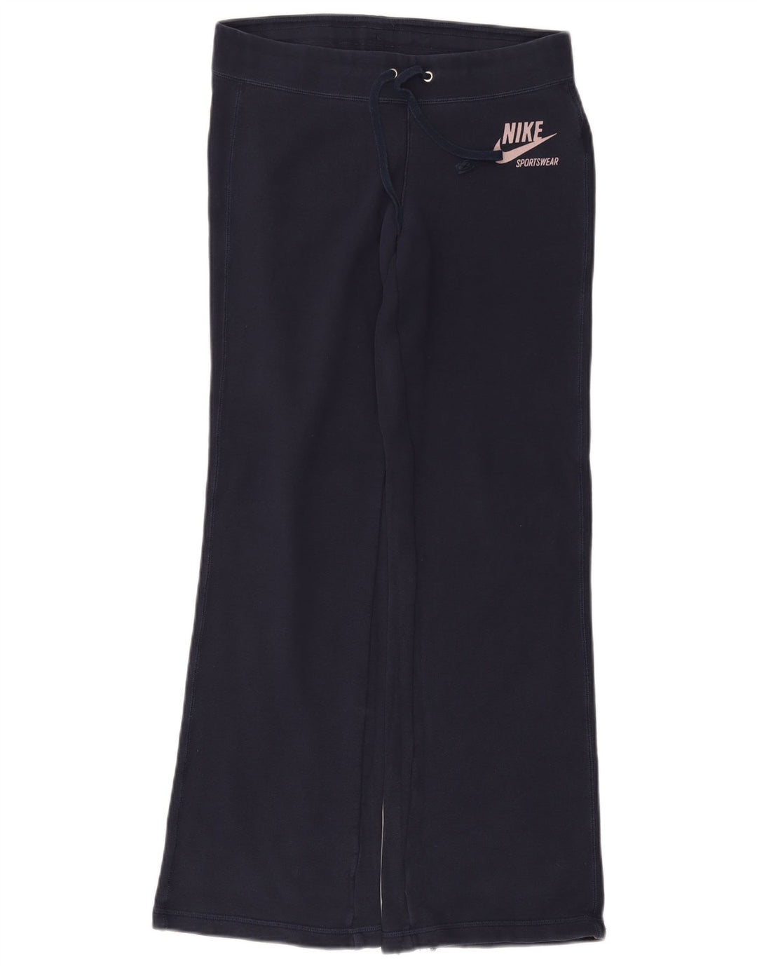 NIKE Womens Flare Tracksuit Trousers UK 10 Small Navy Blue Cotton