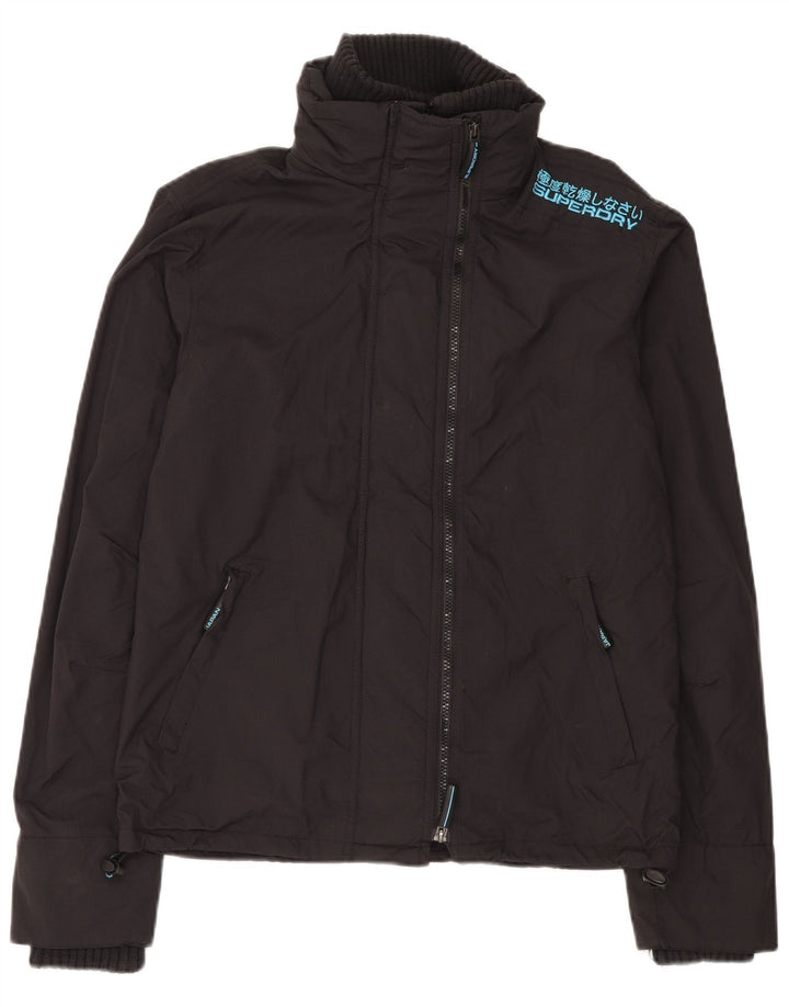 SUPERDRY Womens Graphic Oversized Windbreaker Jacket UK 14 Medium Black