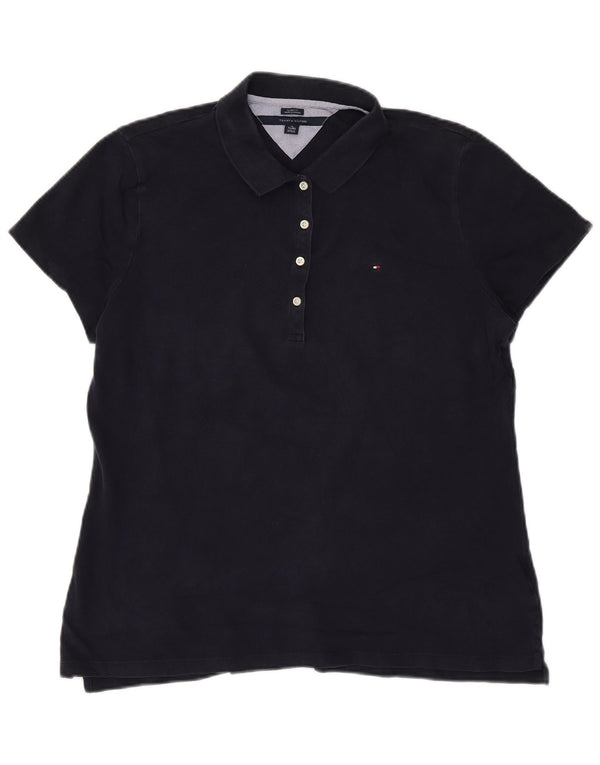 Tommy Hilfiger Womens Classic Fit Polo Shirt UK 18 XL Navy Blue Cotton